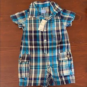 Boys one piece plaid short outfit
